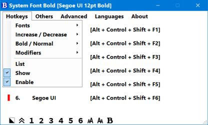 hotkeys menu